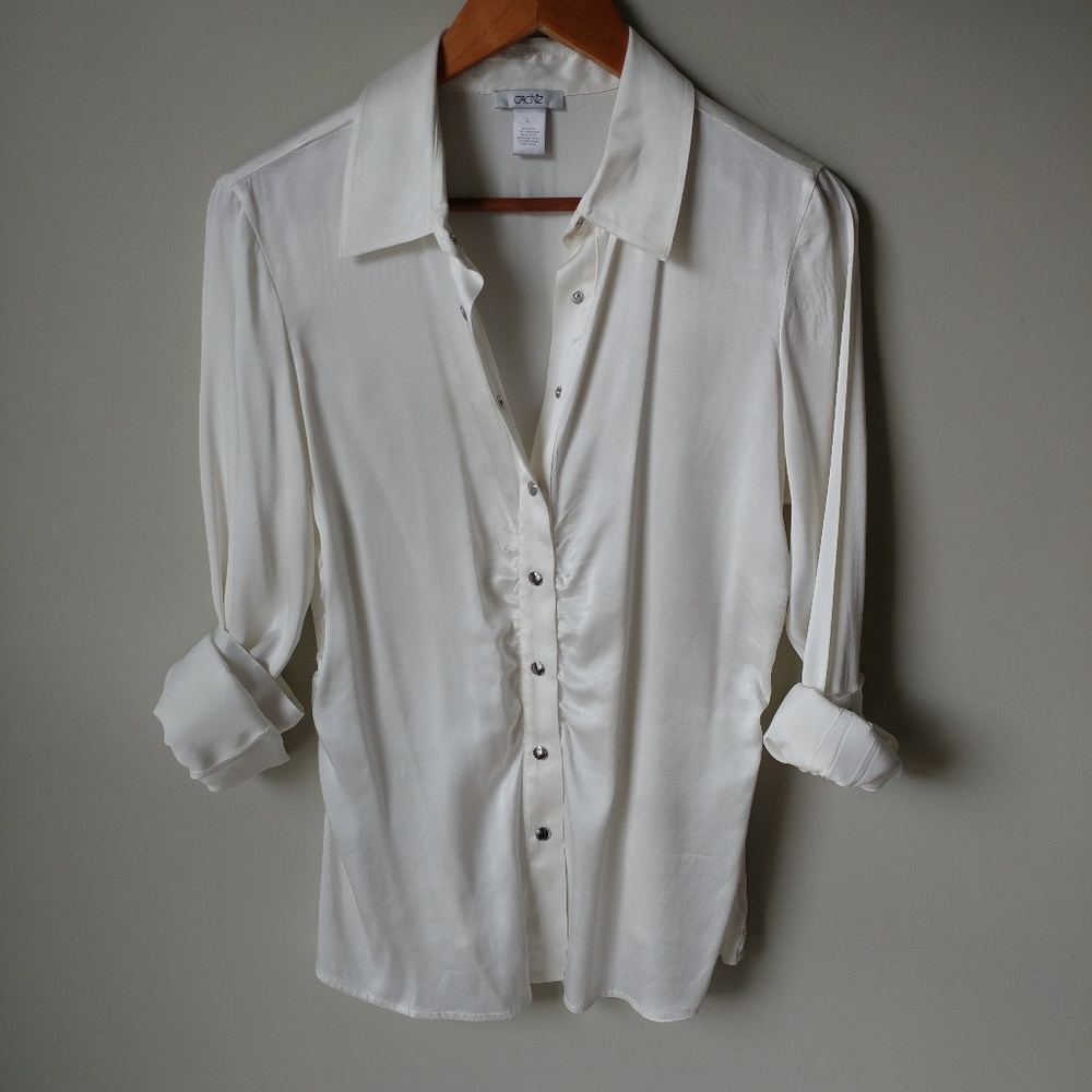 Cache White Button-Down Blouse - Picture 3 of 6
